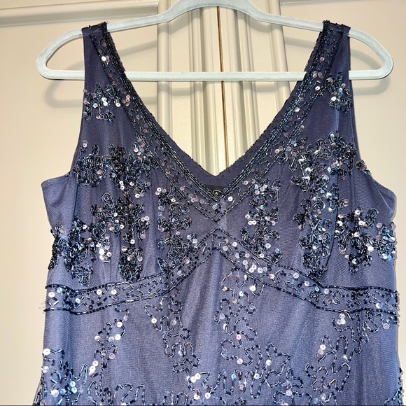 Adrianna Papell Size 10 Beaded Sleeveless Formal Gown w/ Sheer Overlay. Unique - Picture 10 of 11